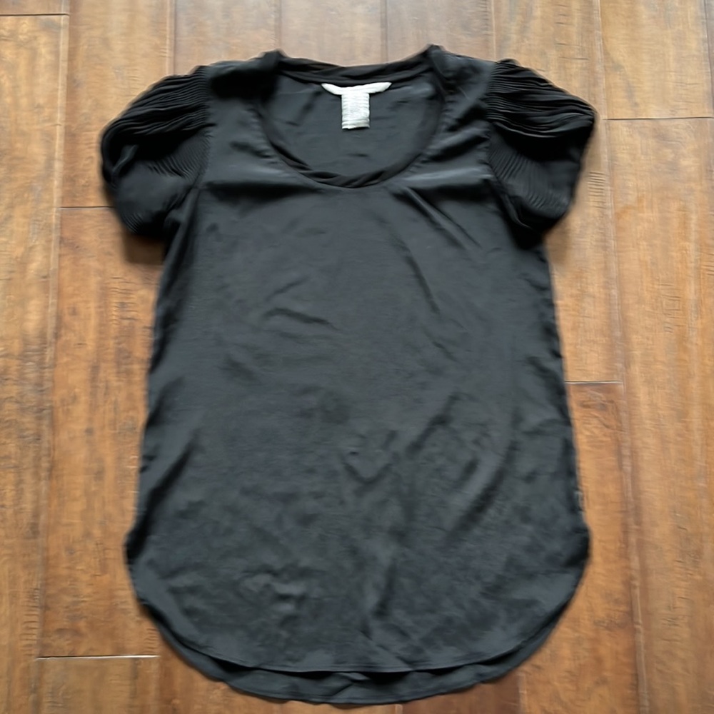 Vintage Diane Von Furstenberg Black Blouse with Petal Like Sleeves